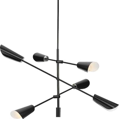 Cornett Collection Six-Light Matte Black Contemporary Chandelier - 44.12 in x 44.12 in x 23 in