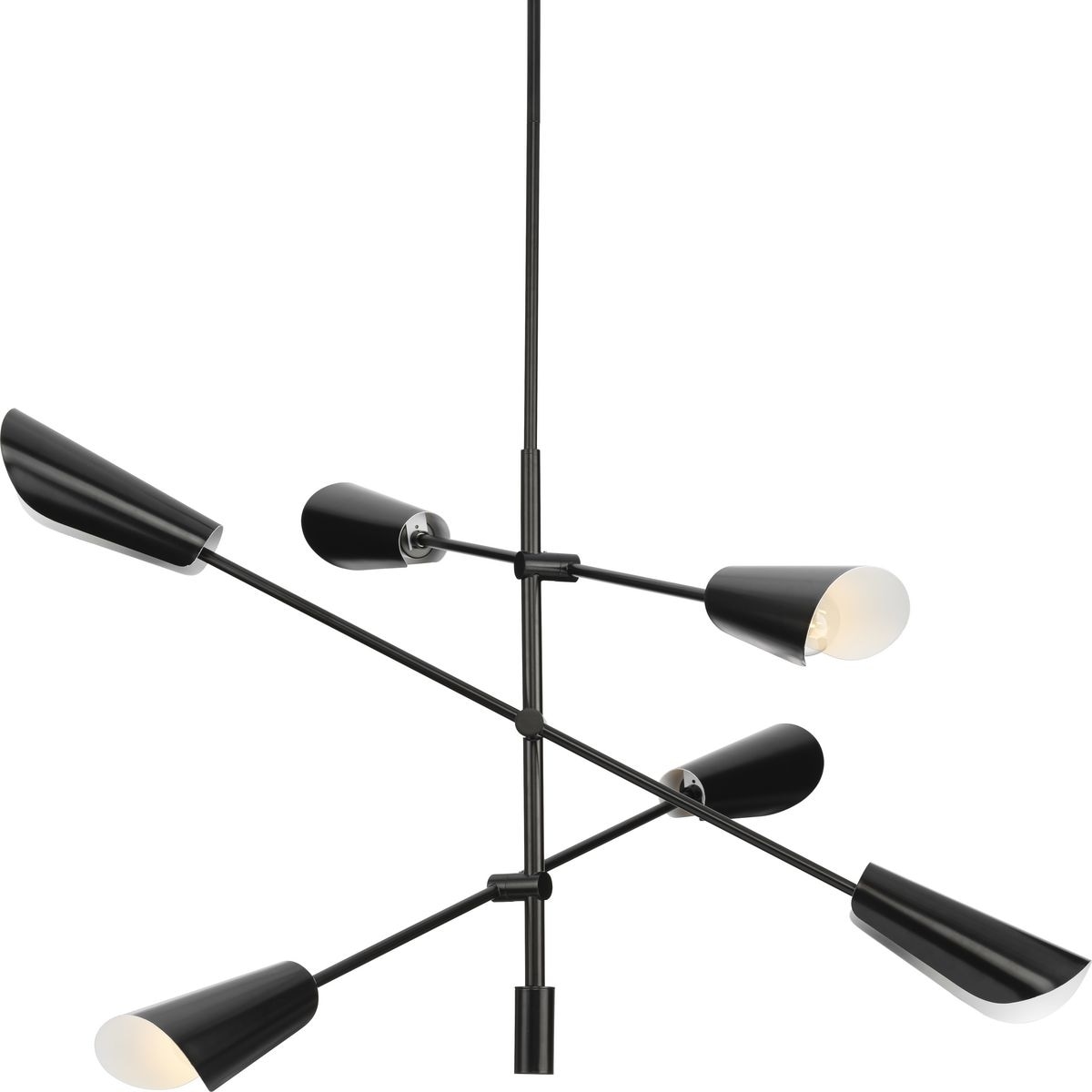Progress Lighting Cornett Collection Six-Light Matte Black Contemporary Chandelier - 44.12 in x 44.12 in x 23 in