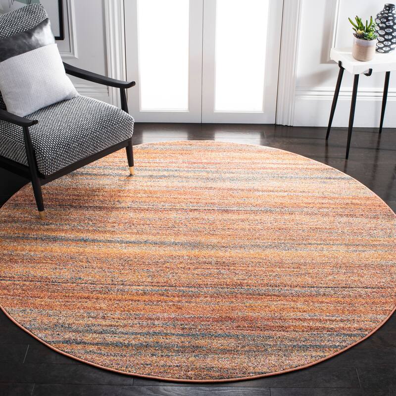 SAFAVIEH Crystal Tali Abstract Rug - 6'7" Round - Rust/Blue