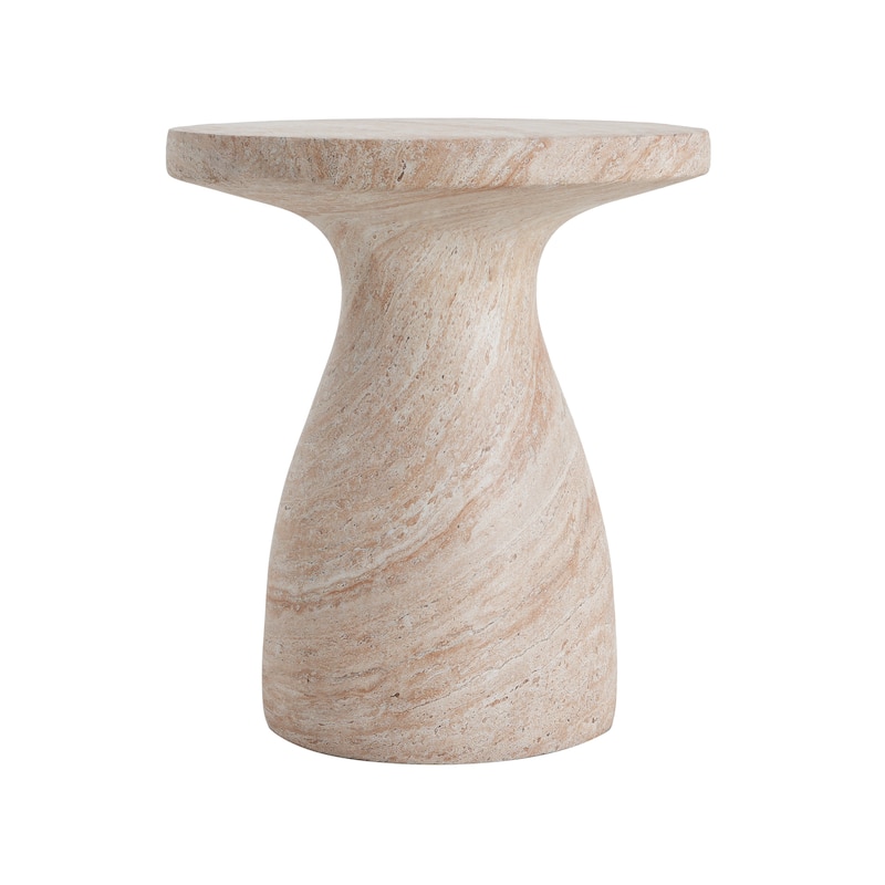 Roomfitters Outdoor MGO Side Table, Lightweight End Table with Black Marble Effect