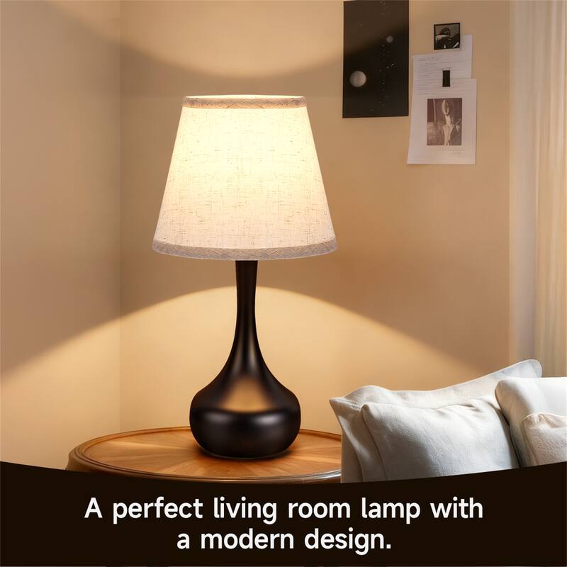 Set of 2 Dimmable Bedside Lamps - Black Mini LED Desk Lights(LED Bulbs Included)