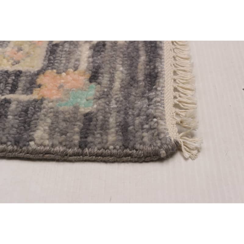 ECARPETGALLERY Hand-knotted Modern Oushak Dark Grey Wool Rug - 9'0 x 12'0