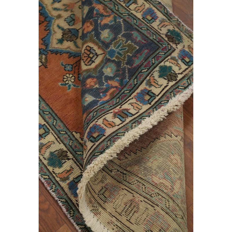 Hand Knotted Oriental 100% Wool Carpet Traditional Floral Oranges & Rust Tabriz Area Rug - 4' 9'' X 3' 0''