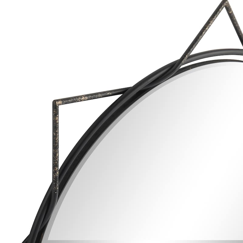 MacLuu Industrial Decorative Black Metal Hanging Wall Mirror - Antique Black - 30.71" W x 30.71" H x 0.79" D