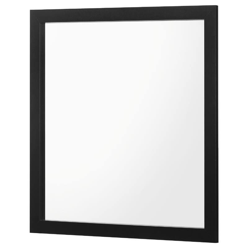 Dle Rectangular Dresser Mirror, Flush Frame, Flat Glass, Black Wood