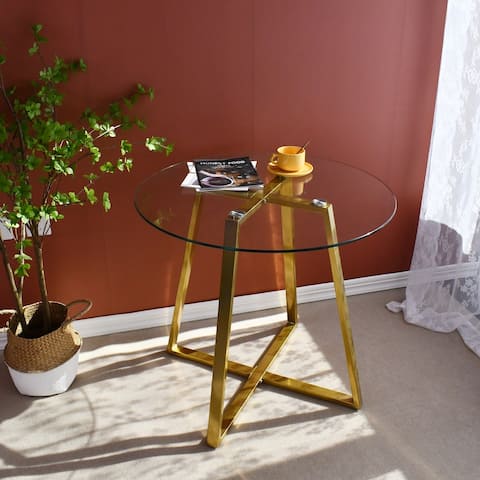 Round Glass Dining Table Gold