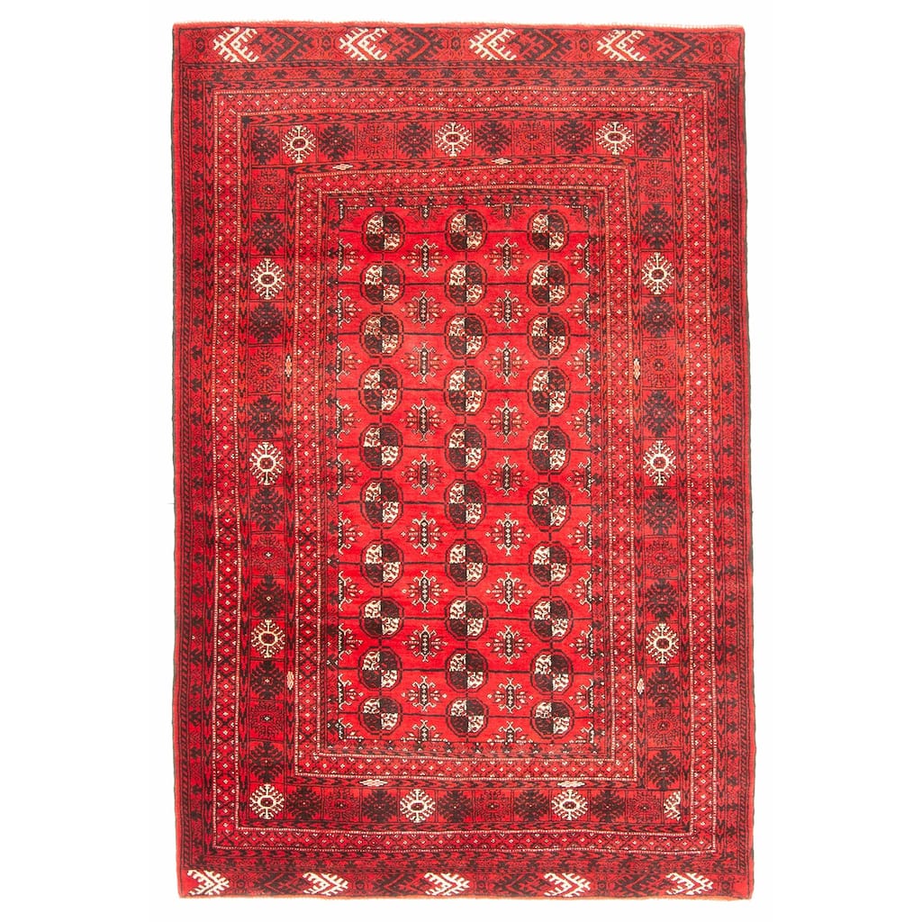 ECARPETGALLERY Hand-knotted Teimani Red Wool Rug - 4'0 x 6'1
