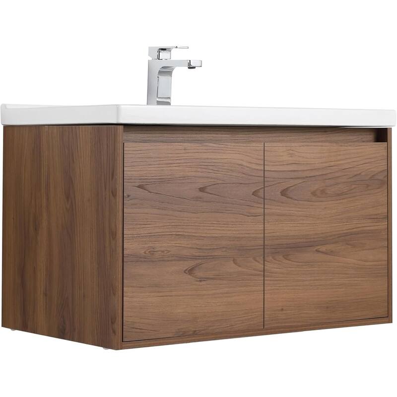 Blossom 32" Floating Bathroom Vanity with Ceramic Sink & Storage