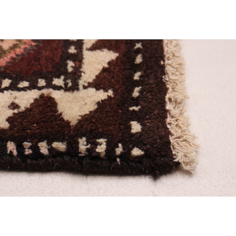 ECARPETGALLERY Hand-knotted Melis Vintage Dark Brown Wool Rug - 3'5 x 9'8