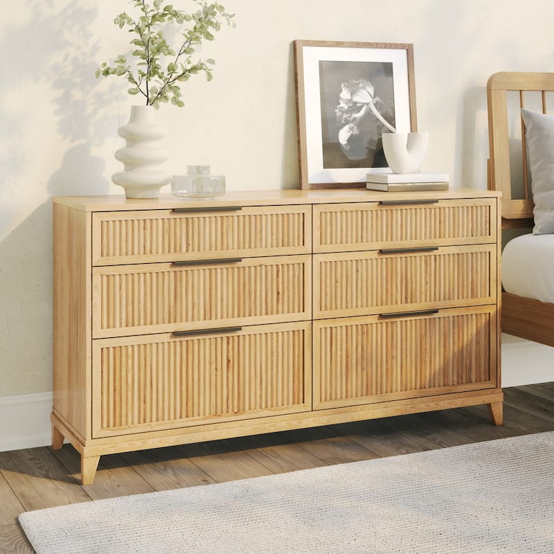 Middlebrook Designs Transitional Solid Wood 6-Drawer Dresser - Natural Pine
