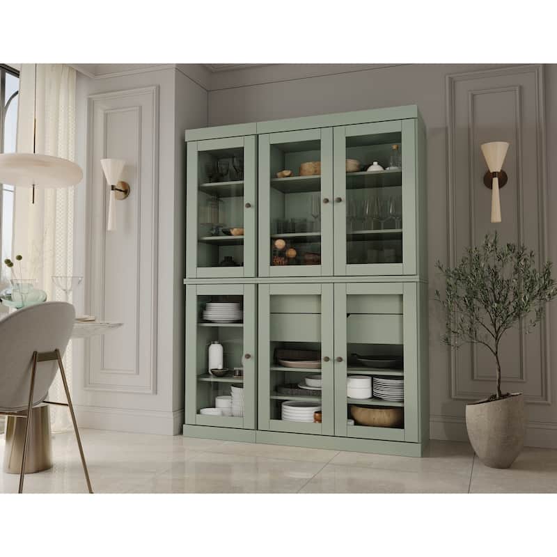 Palace Imports 100% Solid Wood 48.5" Pantry China Cabinet with Clear Glass Doors, 2-Drawers and Adjustable Shelves