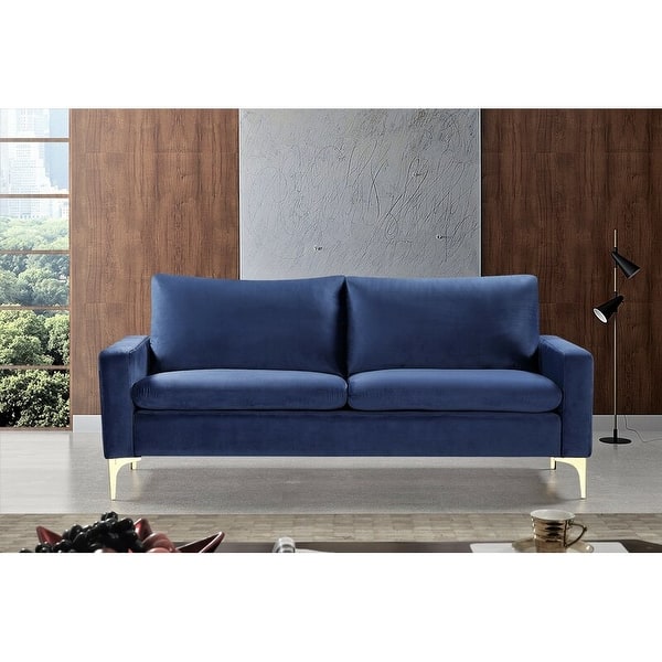 slide 1 of 17, Buchan 76.8'' Velvet Square Arm Sofa Blue
