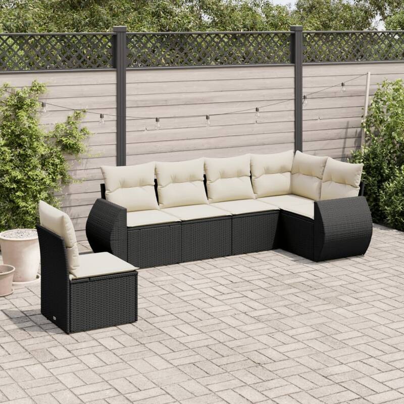 vidaXL Garden Sofa Set Black - Black and cream Large Without table
