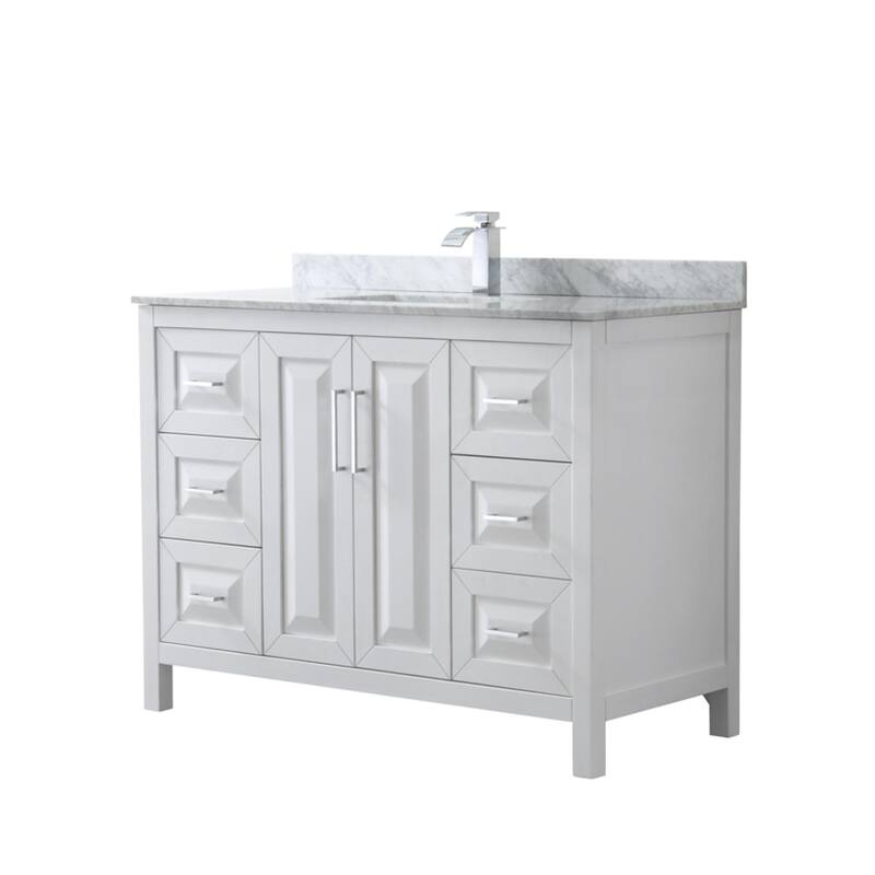 Wyndham Collection Daria 48" Free Standing Single Vanity Set with MDF - White / White Carrara Marble Top / Polished Chrome - Painted