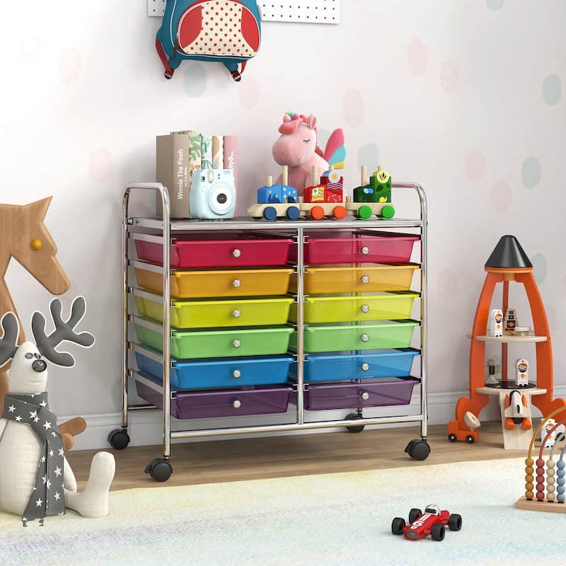 Costway 12 Drawers Rolling Cart Storage Scrapbook Paper Studio - See Details