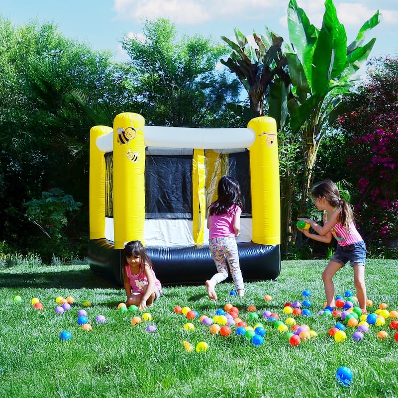 HeroKiddo Busy Bee Inflatable Bounce House for Kids & Toddlers (with Air Blower), Outdoor Indoor Play Bouncy Jumper