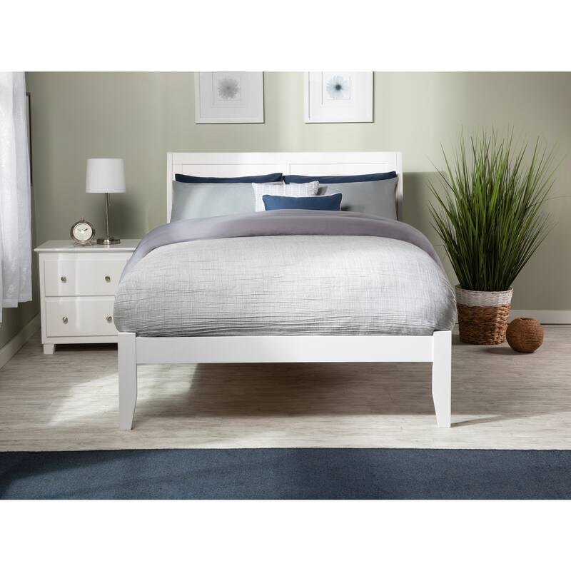 Modern Platform Bed - Sleigh Style Bed Frame with Footboard - Home Bedroom Furniture