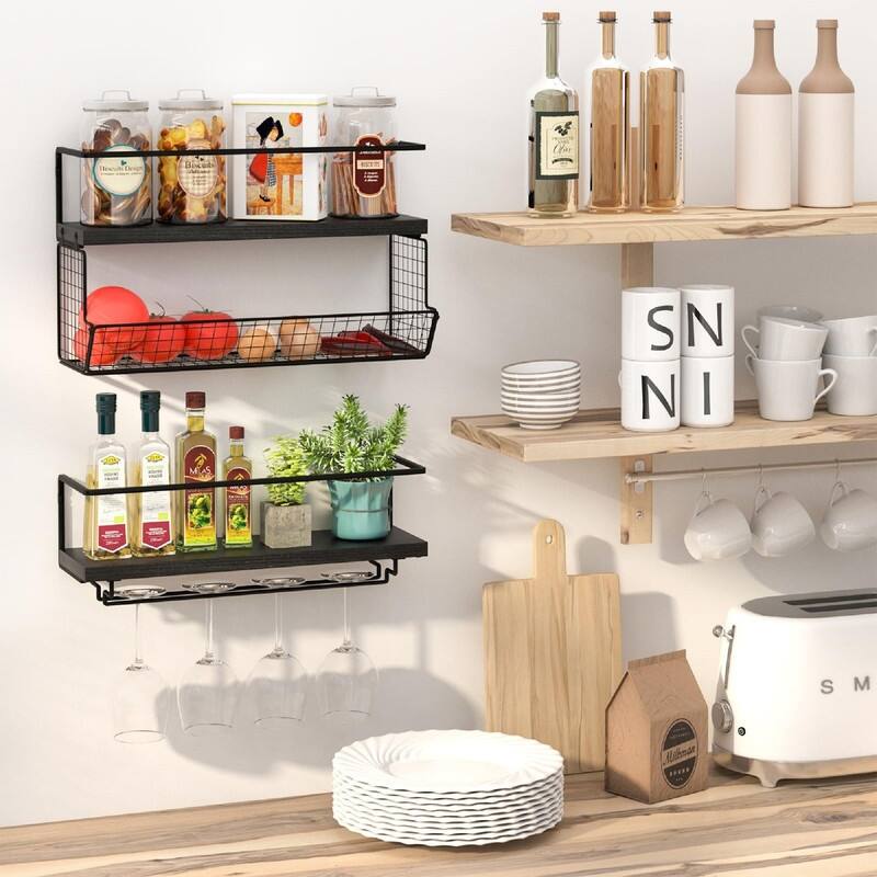 Wall Mounted Wine Rack Set of 2 - 16.5"D x 6"W x 9.7"H