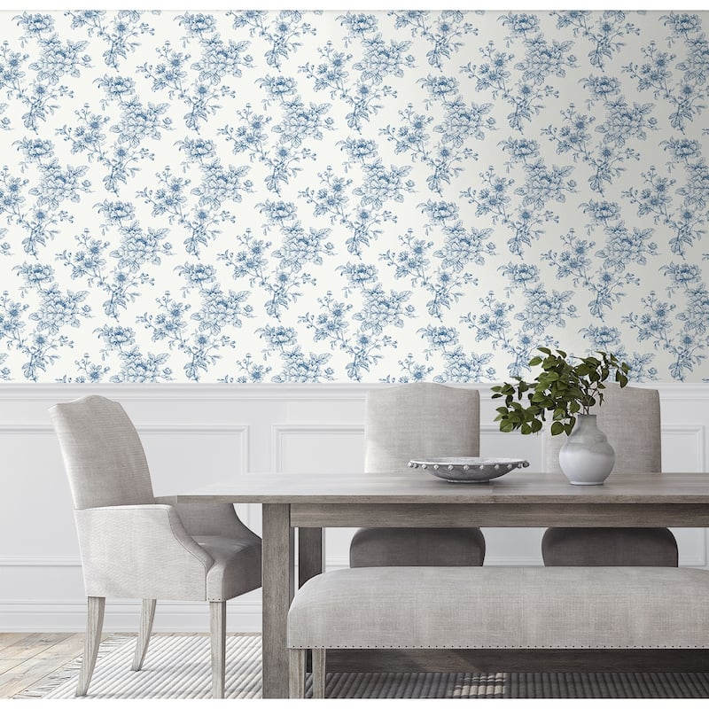 NextWall Sketched Floral Peel and Stick Wallpaper
