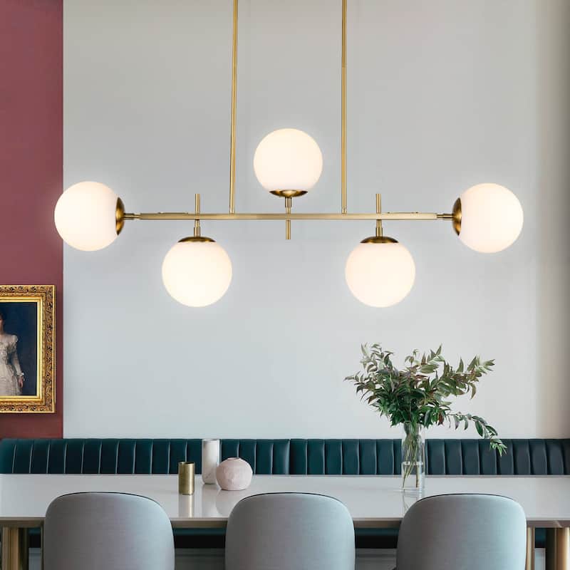 Modern Transitional 5-Light Chandelier Frosted Glass for Dining Room