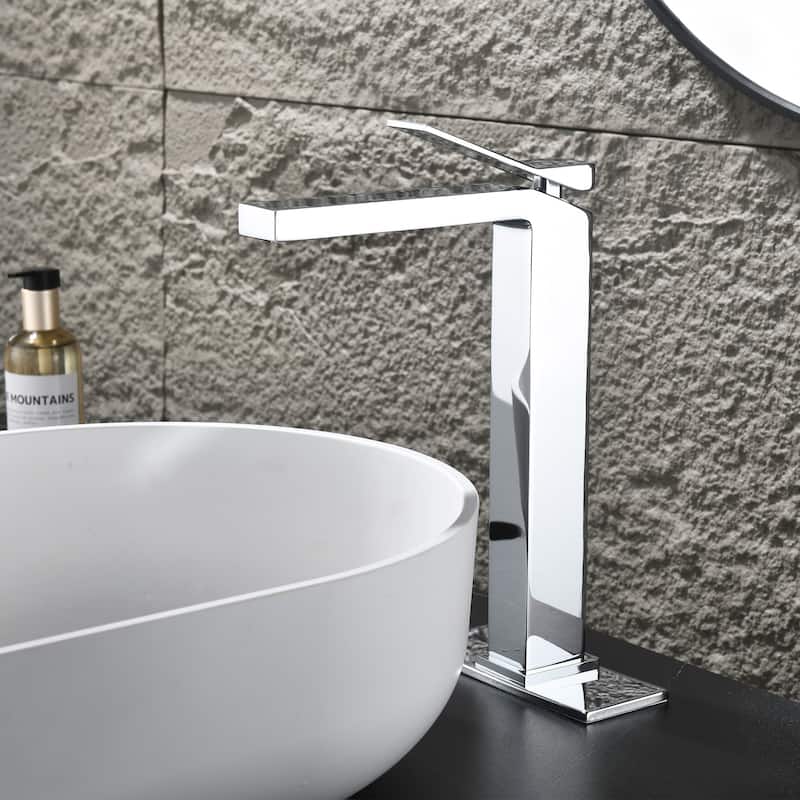 Rbrohant Single Handle Single Hole Bathroom Vessel Sink Faucet, Waterfall Spout Bathroom Faucet,RV Lavatory Vessel Faucet