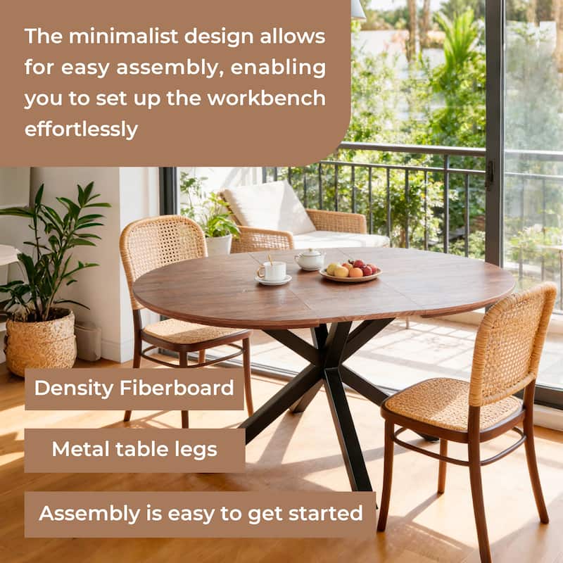 GDFStudio - Mapleton Modern Contemporary Space Saving 47.24" Extendable Dining Table with Telescoping Top & Metal Frame