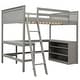 preview thumbnail 9 of 55, Full Size Wooden Loft Bed with Desk and Shelves, Space-Saving Design