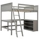 preview thumbnail 9 of 7, Full Size Wooden Loft Bed with Storage Shelves and Desk