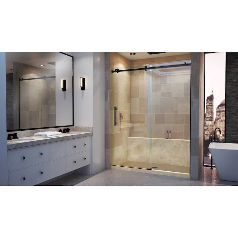DreamLine Enigma Air 56-60 in. W x 76 in. H Frameless Sliding Shower Door in Satin Black