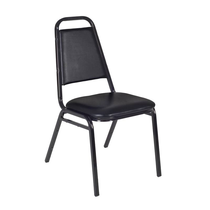 Kahlo 48" Round Breakroom Table- Cherry/ Chrome & 4 Restaurant Stack Chairs- Black