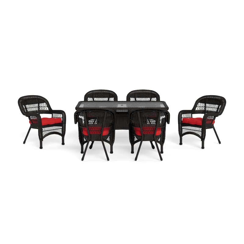 Portside Dark Roast Outdoor Wicker Dining Set (7-Piece)