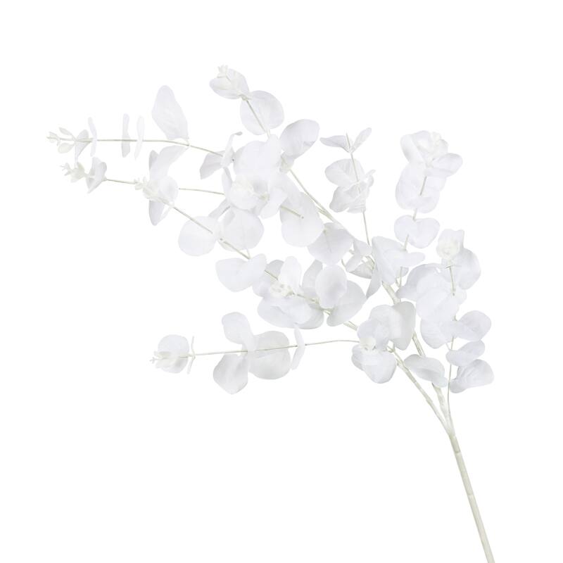 Set of 3 White Artificial Eucalyptus Leaf Stem Plant Greenery Foliage Spray Branch 36in - 36" L x 10" W x 7" DP