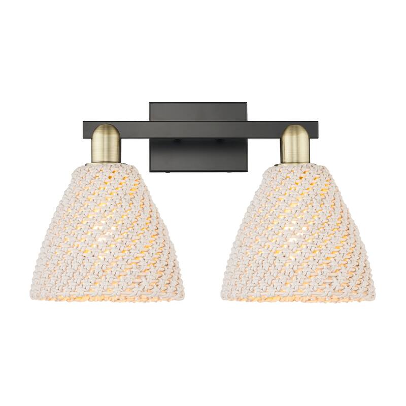 Innovations Lighting 716-2W-11-16 Natural Ballston Dome Vanity Natural - Black Antique Brass / Natural