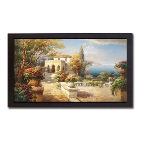 Tuscan Path by Roberto Lombardi Black Floater-Framed Canvas Giclee Art (14 in x 26 in Framed Size)
