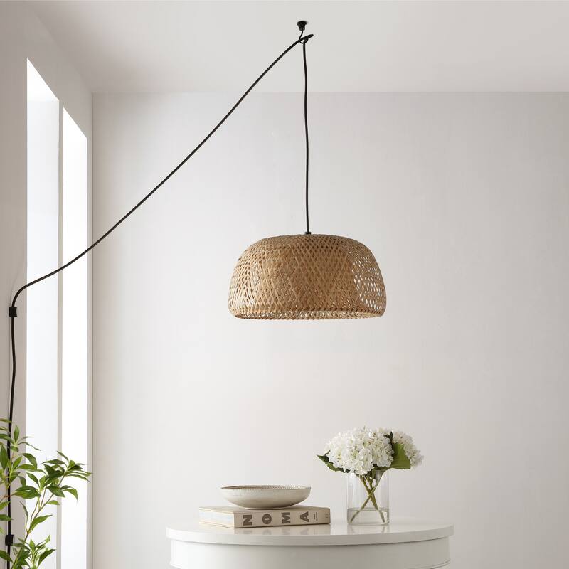 Lucas 1-Light Farmhouse Coastal 180" Cord Plug-In or Hardwired LED Pendant, by JONATHAN Y