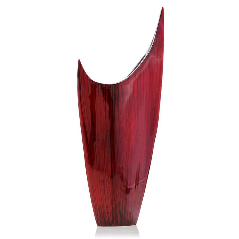 HomeRoots 18" Red Aluminum Table Vase - 4