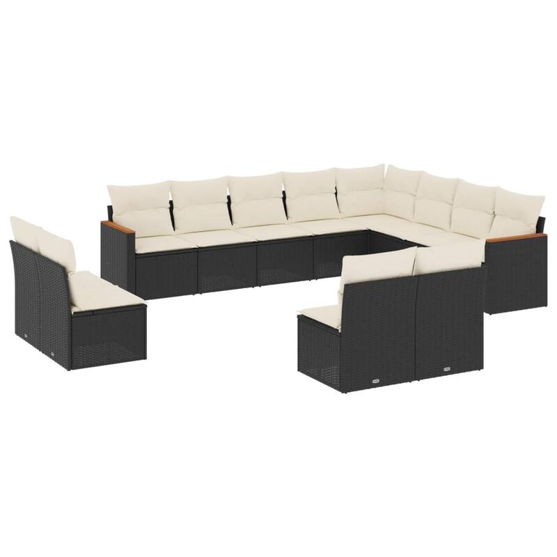 vidaXL Patio Sofa Set with Cushions Outdoor Conversation Furniture Poly Rattan - 24.4 x 24.4 x 27.2 in