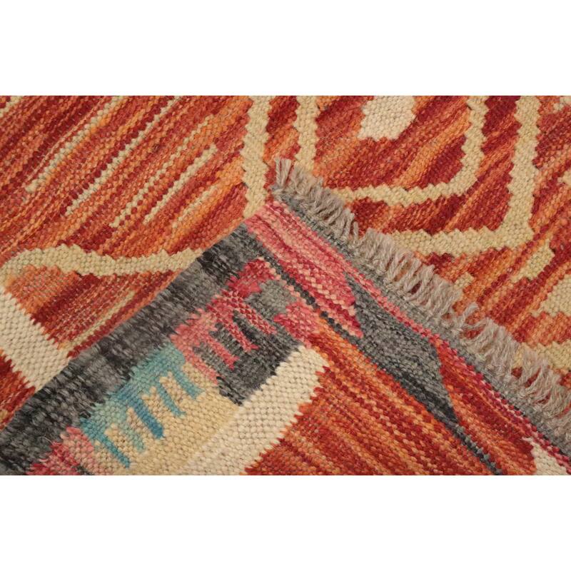 Hand Woven Oriental 100% Wool Carpet Southwestern Tribal Multi-Colored Kilim Runner Rug - 5' 9'' X 2' 0''