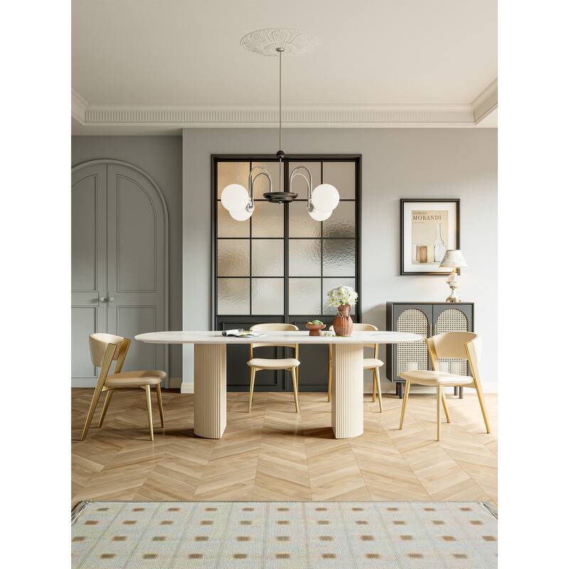 Lesly Modern Oval White 55.11 in. Dining Table (4 Seats) - 55.11"D×31.49"W×29.52"H
