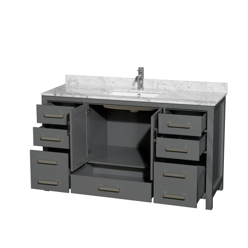 Wyndham Collection Sheffield 60" Freestanding Vanity Set with Hardwood