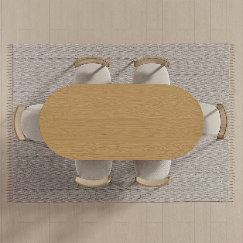 Modern Farmhouse Kitchen Dining Room Table Furniture Oval Kitchen Table with Rattan Woven Legs for Kitchen Bar Living Room