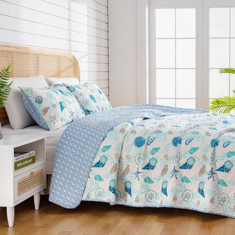 Linery & Co. Coastal Microfiber Quilt Set With Shams.
