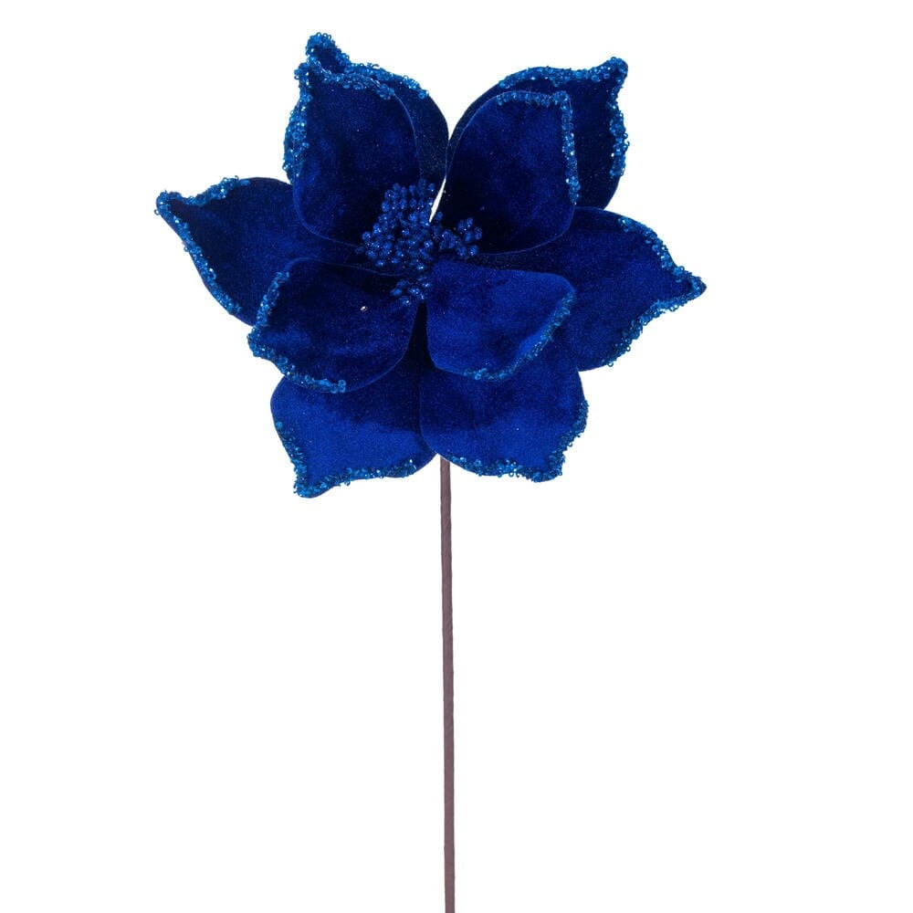 Vickerman 30 Blue Mini Flower Glitter Spray, 6 per bag.