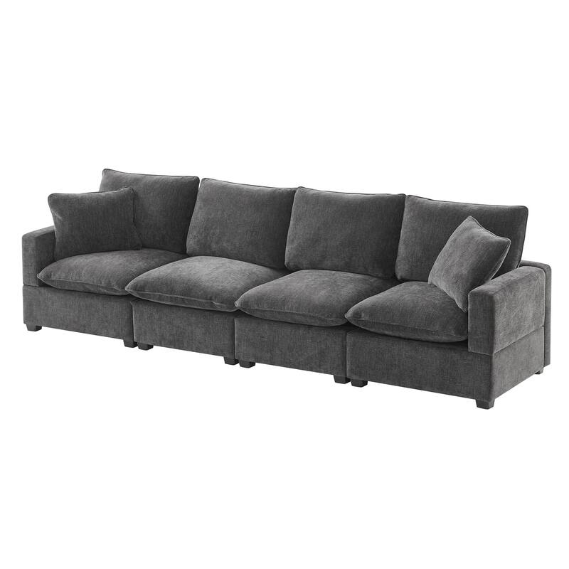 Modern Modular Sofa with Reconfigurable Chenille Seats and Pure Foam Cushions for Apartments and Homes or Offices