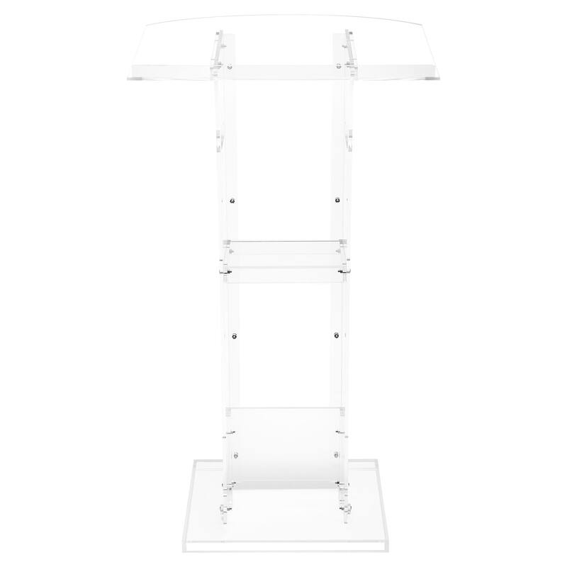 43-Inch Acrylic Podium Stand with Reading Surface and Shelf