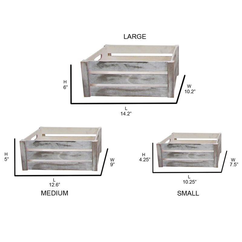 Distressed Decorative Rectangle Storage Gift Wood 3pcs, Rustic White