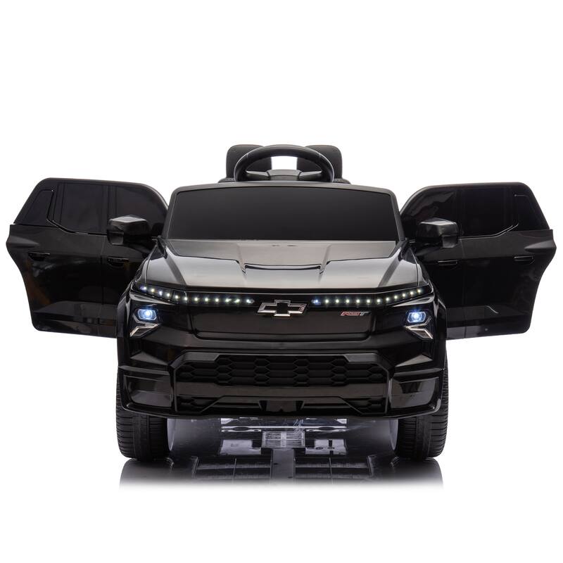 24V Licensed Chevrolet Silverado EV Ride-On Car for Kids with Slow Start, LED Lights, Bluetooth, USB, MP3, and Remote Control