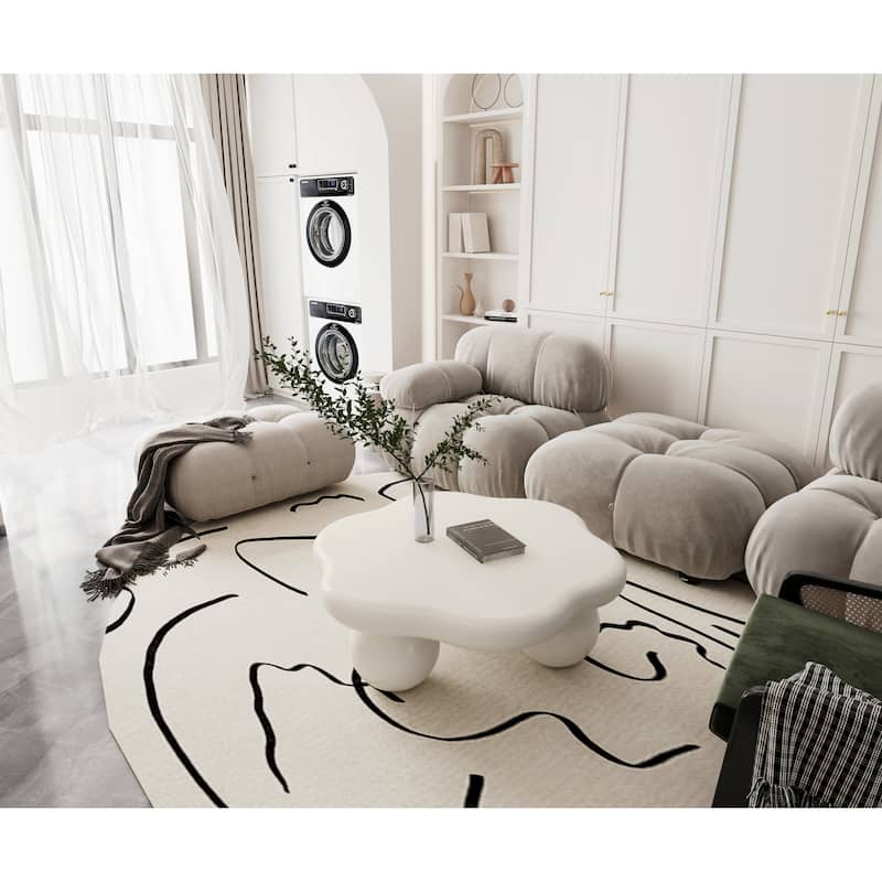 35" Cloud Shaped Modern Minimalist Coffee Table with Spherical Legs