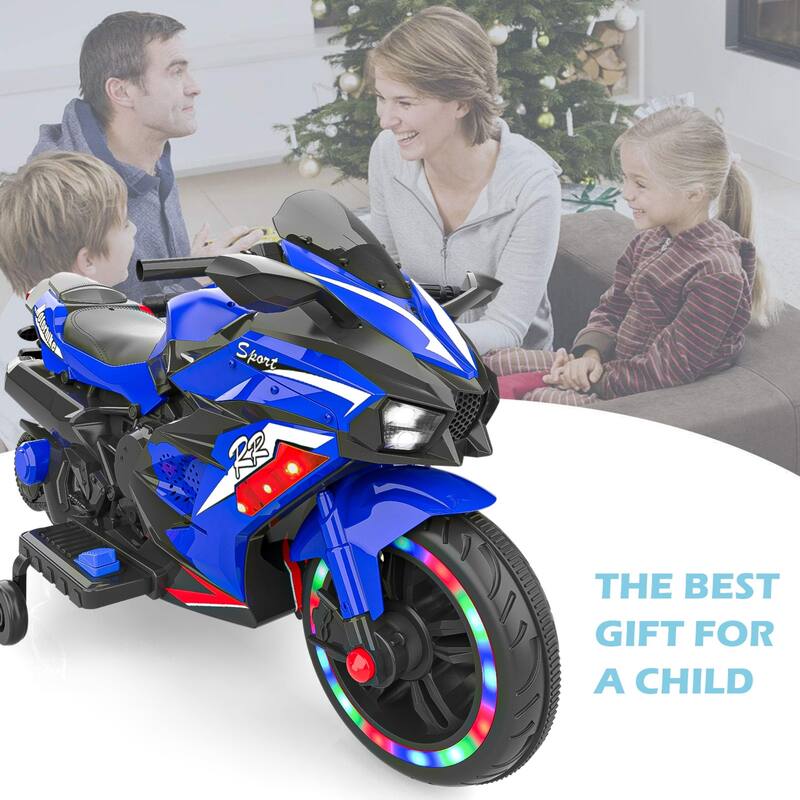 Kids Ride on Motorcycle, Kids Motorcycle for 3-6 Years, 12V Electric Motorcycle with Light Wheel & Bluetooth Music