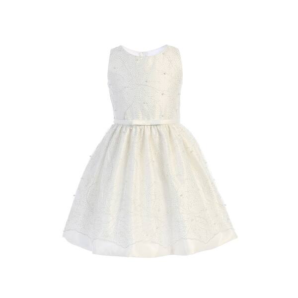 Shop Sweet Kids Little Girls Off White Snowflake Pearl Mesh